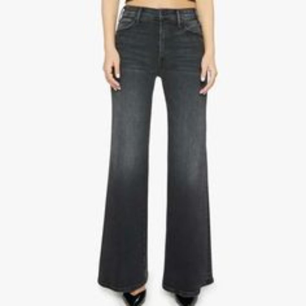 Mother Lil Hustler Roller Sneak Black Jeans size 34 color Not Today Satin